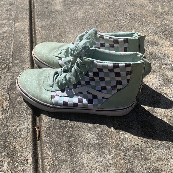 Turquoise checkerboard vans - Picture 2 of 3